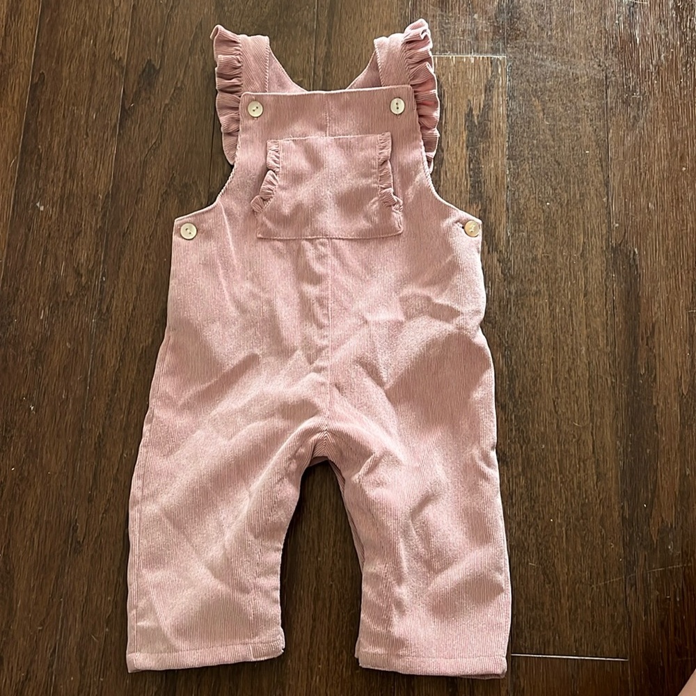 Bobine Paris Pink velvet corduroy overalls 6months